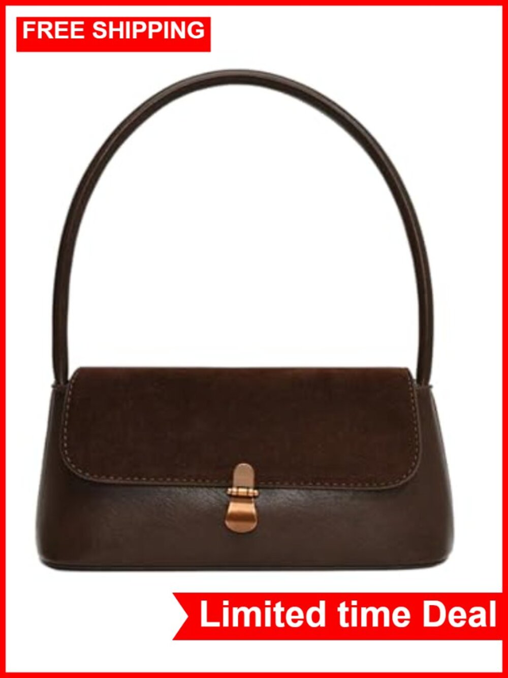 Vintage PU Leather Underarm Shoulder Bag Y2K Top Handle Clutch